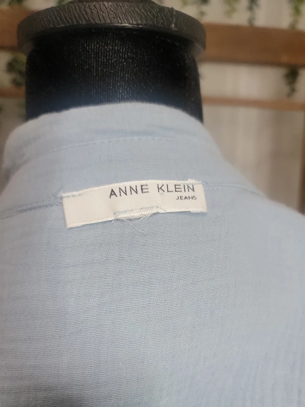 Anne Klein Light Blue Double Gauze Cotton Button Front Shirt XXL - Picture 7 of 8